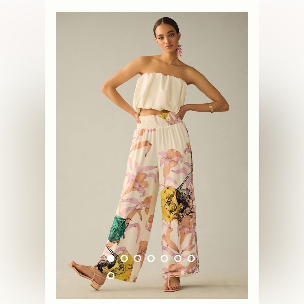 Pia Binazzi Maeve Graphic Floral Wide-Leg Pants by Anthropologie